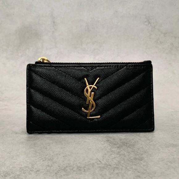 Yves Saint Laurent Cassandre Matelasse Fragments Card Case In Lambskin - Picture 1 of 7